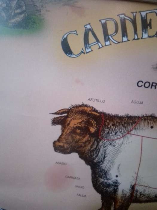 Carnes Argentinas Butchery Poster In Old Glass Covered Frame