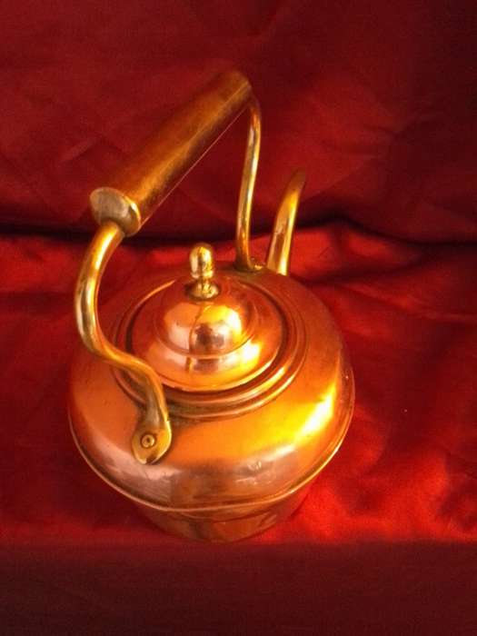 Rare Late 1800`s Turkish Brass & Copper Kettle With Moon And Star Trademark