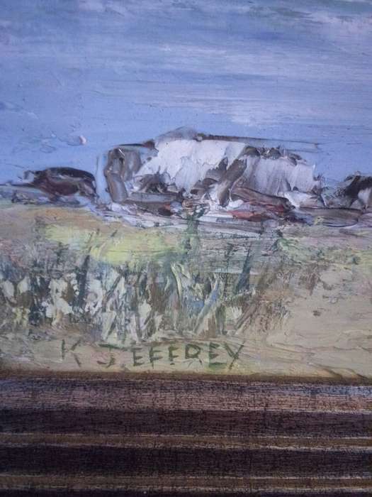 Beautiful Oil on Board by SA Artist K. Jeffrey `River & Tree`s - Signed