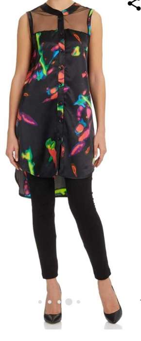 Beautiful Kaftan Tunic With Mesh Inset Black