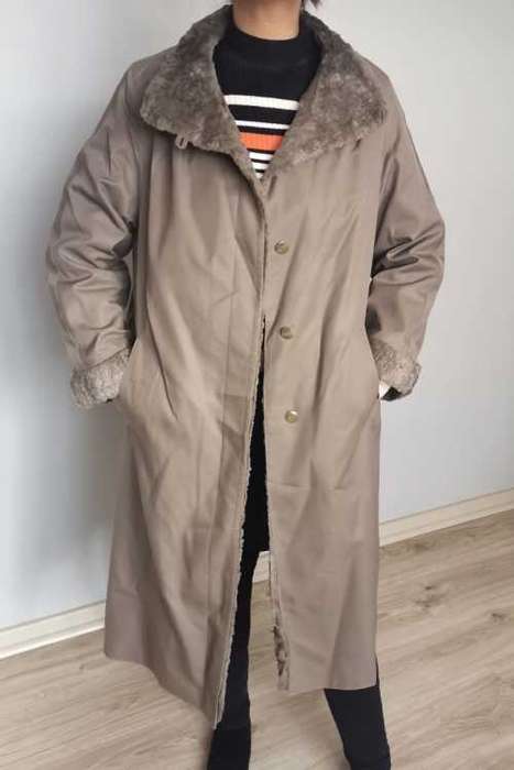 Brown Trench coat with full fur inner