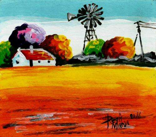Beautiful acrylic painting by artist Regis Manja titled- Ou Plaashuis II