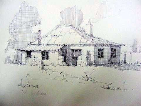 Original Mike Parsons Pen Sketch Titled-Grootvlei