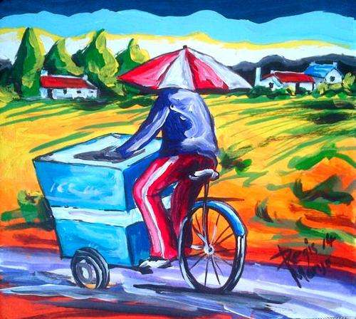 Beautiful acrylic painting by artist Regis Manja titled- Icecream