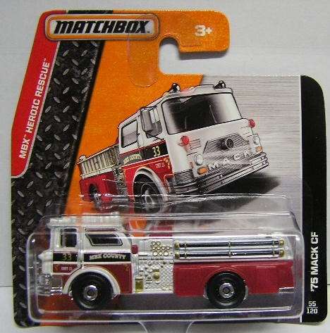 Matchbox Diecast Model Car 2015 55 / 120 Mack CF Fire Engine Truck 1975 new in pack