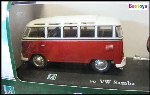 Cararama Hongwell Diecast Model Car VW Kombi Samba Bus + Teardrop Camper trailer 1/43 scale new