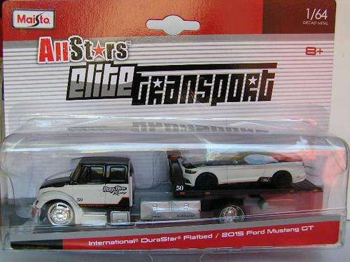 Maisto Diecast Model Car Elite Transport International Durastar Flatbed Recovery Truck + Ford Mustan