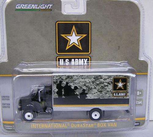 Greenlight Diecast Model Truck Series International Durastar Box Van `US Army` 1/64 scale new in pac