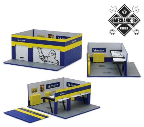 Greenlight Model Set Garage Workshop Mechanic's Corner Weekend Workshop "Michelin" 1/64 scale new