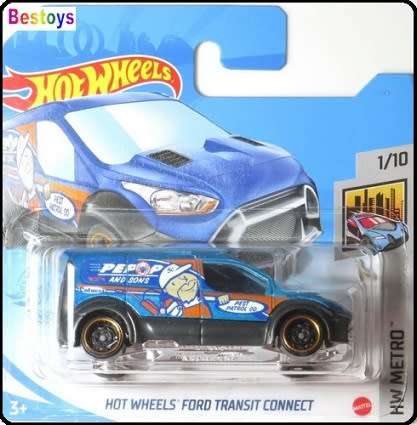 Hotwheels Hot Wheels Diecast Model Car 2021 7/250 Ford Transit Connect Van `Pepop` Metro 1/64 scale