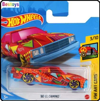 Hotwheels Hot Wheels Diecast Model Car 2021 44/250  Chevy Chevrolet El Camino 1980 Art Car 1/64 sc