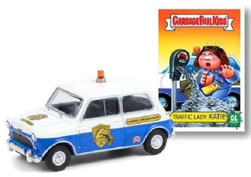 Greenlight Diecast Model Car Garbage Pail Kids Austin Mini Cooper S 1962 Traffic Lady Katie 1/64 sca