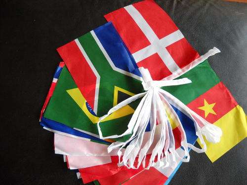 32 Country Flag Bunting(cloth) - Size A5 -  2010 World Cup -approx10metres long