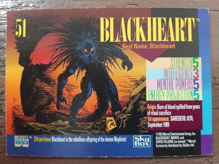 Marvel 1993 Super Villians #51, Blackheart