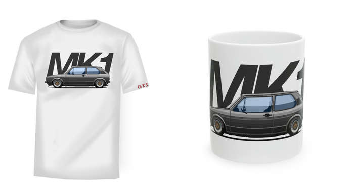 V.w Mk1 Premium Quality Tshirt Blue/Grey with Free Mug