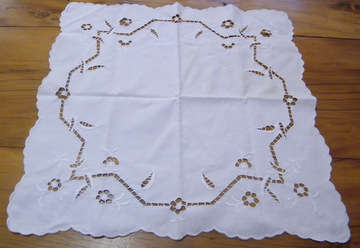 Off-white embroidery on off-white cloth for your table or tray - With some small damage