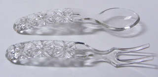 Pressed Glass Serving Spoon and Fork - Damage Free!