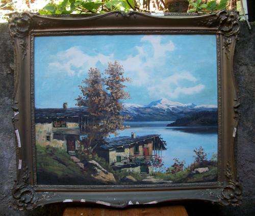 Vintage Oil on Canvas in Ornate High Relief Frame - LARGE