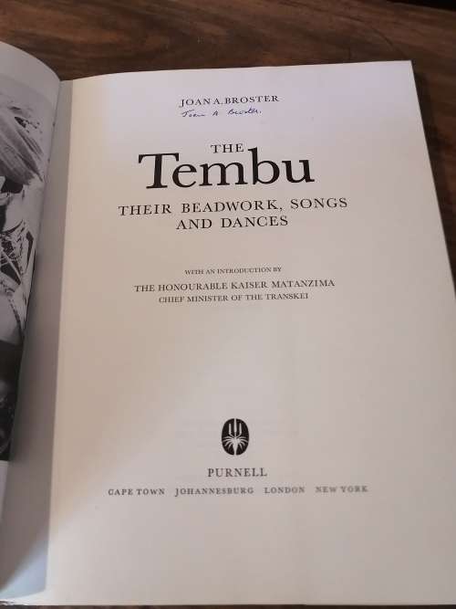 THE TEMBU: Their Beadwork, Songs and Dances - Joan A Broster *signed