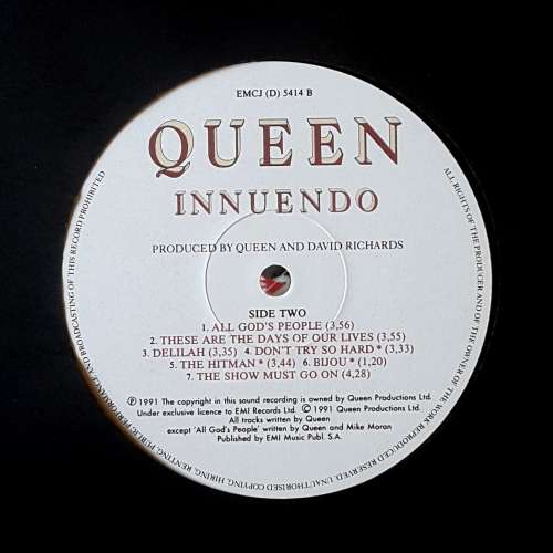 QUEEN - INNUENDO Vinyl, LP, Album Country:South Africa Released: 1991 VERY RARE/HARD TO FIND!!!!!!