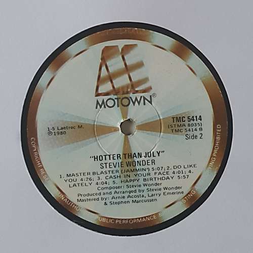 STEVIE WONDER - HOTTER THAN JULY Vinyl, LP, Album, Gatefold Country: South Africa Released: 1980