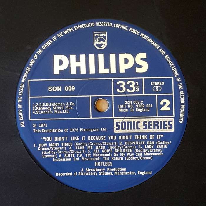 HOTLEGS - YOU DID NOT LIKE IT BECAUSE YOU DIDN`T THINK OF IT Vinyl, LP, Comp. Country: UK 1976
