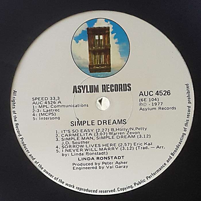 LINDA RONSTADT - SIMPLE DREAMS  Vinyl, LP, Album Country: South Africa Released: 1977