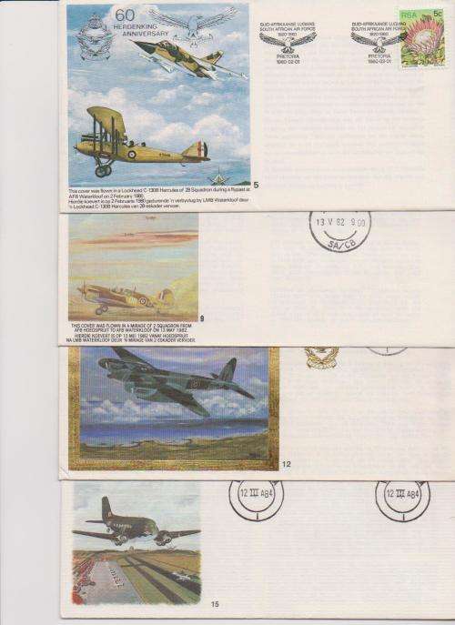SAAF Commemorative Flight Covers no's 5, 9, 12 & 15.