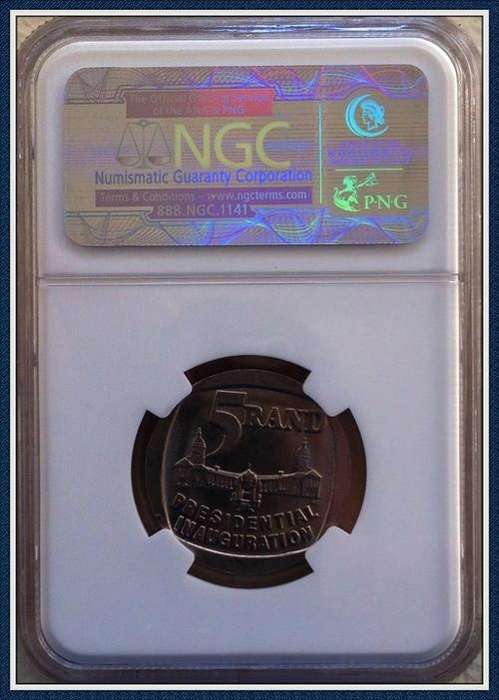 VERY RARE 1994 - Mandela Inauguration R5 Coin - MS62 NGC graded and encapsulated. INVESTMENT!!