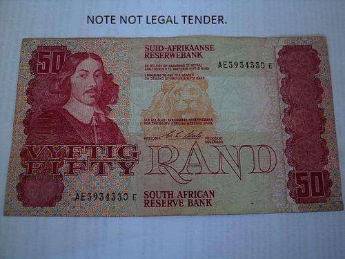 R50 RAND NOTE  (CL STALS) PREFIX- AE  GOOD CONDITION.