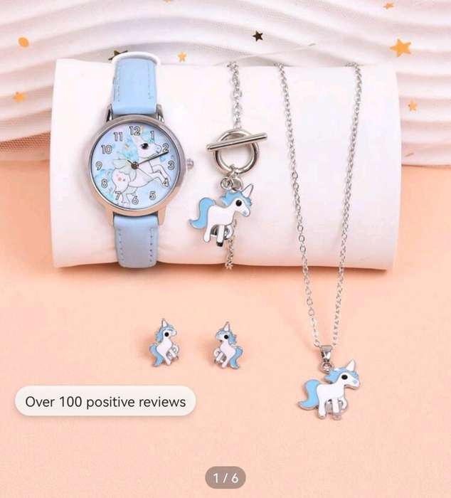5pc unicorn qaurts watch  set for girls