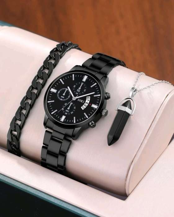 Wow amazing luxurious Men`s 3pcs Quartz Watch set