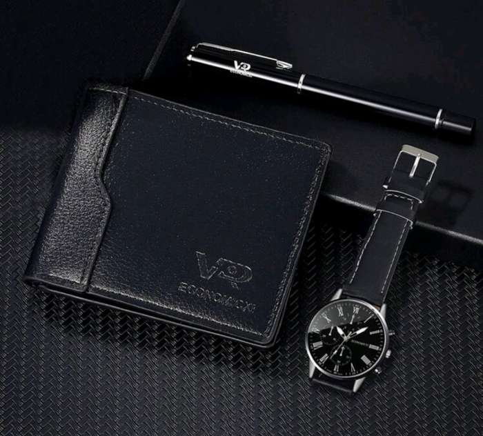 Wow amazing luxurious Men's  Quartz Watch  giftset wit wallet en pen