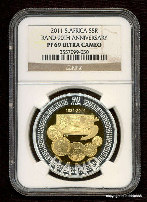 SARB 90th ANNIVERSARY CROWN *** PF69 Ultra Cameo *** !!!!! Sterling Silver + Gold-Plating