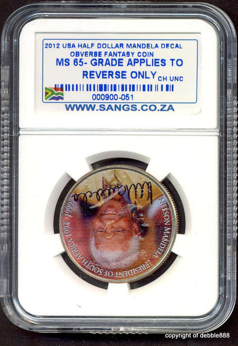!!! USA 2012 Nelson Mandela Decal - HALF DOLLAR OBV FANTASY COIN - MS65 !!! 2 AVAILABLE