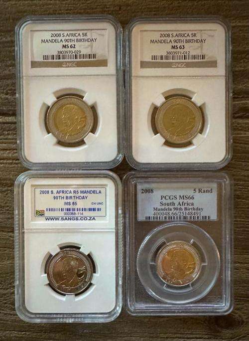 *** MANDELA BIRTHDAY SALE *** 90th Birthday R5 SET *** MS62/63/65/66, bid for lot