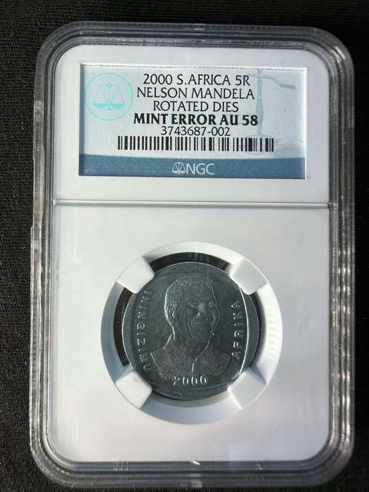 2000***Mandela Smiley Mint Error***AU58 ***Rotated dies