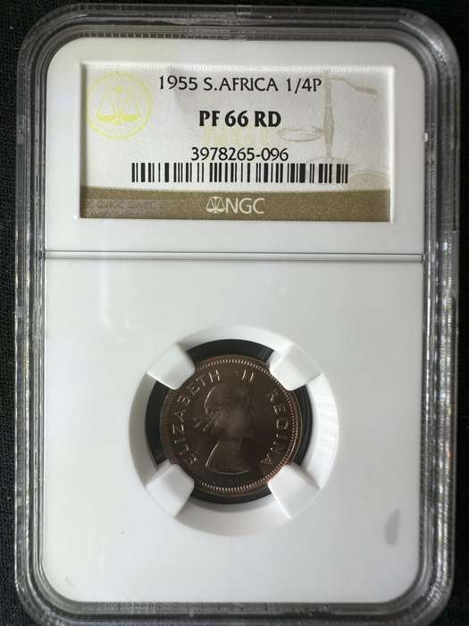 1955***1/4P***PF66RD***NGC graded rare red colour
