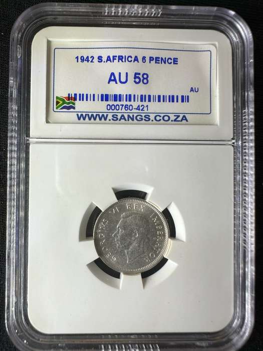 1942***6P***AU58***Sangs graded