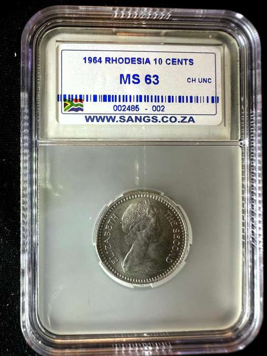 1964***Rhodesia 10c***MS63***SANGS