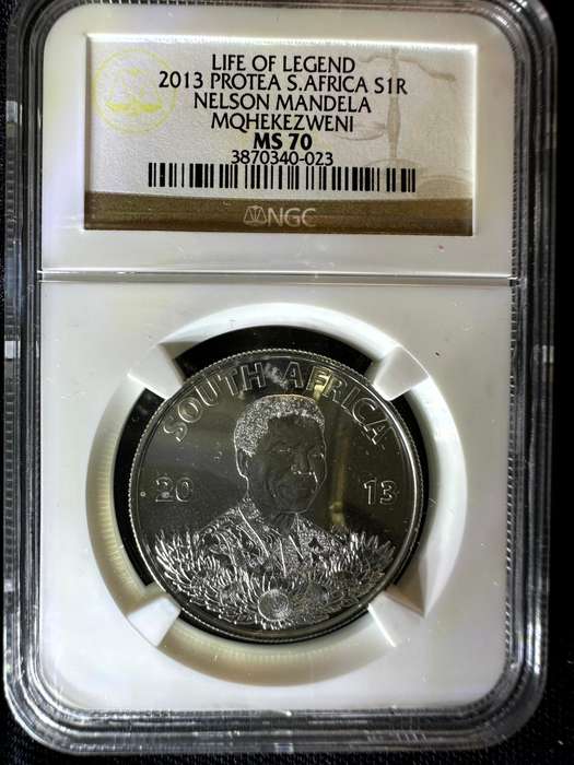 2013 Silver R1 Mandela - Life of a Legend MS70 NGC Coin