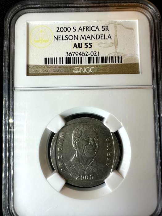 2000***R5 Smiling Mandela***Au55***NGC