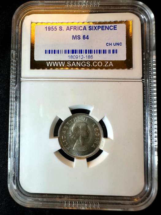 1955***6 Pence***MS64***SANGS
