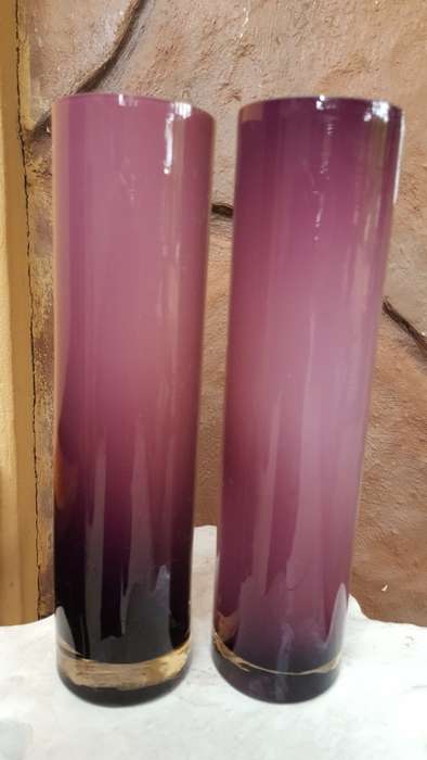 Beautiful pair of matching lilac glass vases.