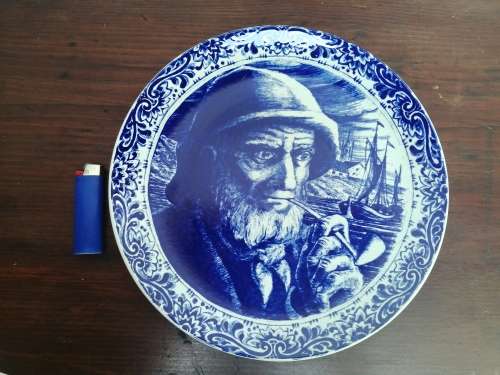 Old Boch, Old Man blue & white wall plate.