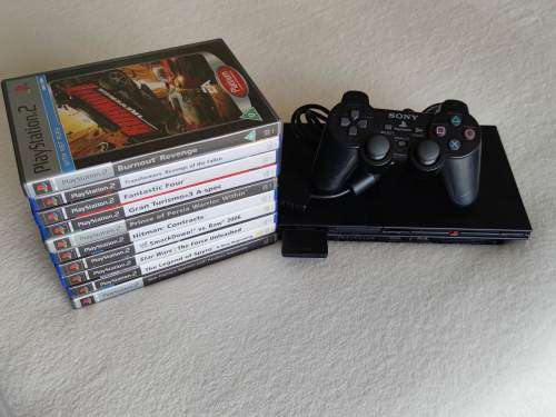 Playstation 2 Console + 7 Games (PS2 Slim)