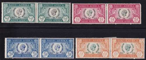 South Africa 1935 KG V Silver Jubilee set CLEFT SKULL VARIETY , M/H     (faults)