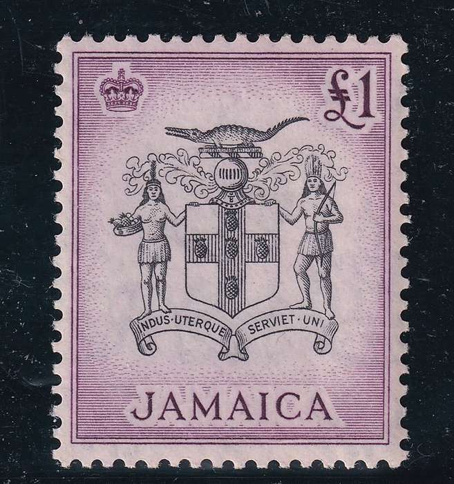 Jamaica 1956-58 £1 black and purple , MLH         ( SG 174)