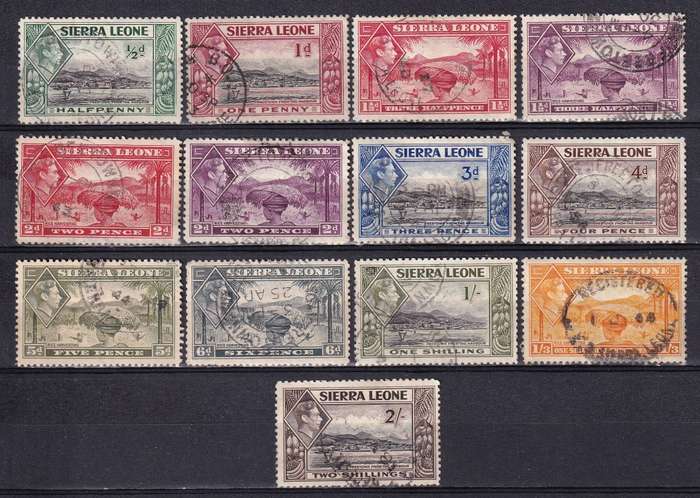 Sierra Leone KGVI 1938-44 part set and odds, used          ( 2 scans)