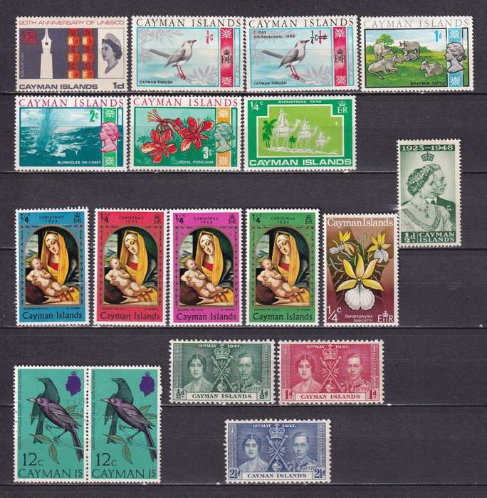 Cayman Islands KG V, QE part sets , M/H            ( 2 x scans)
